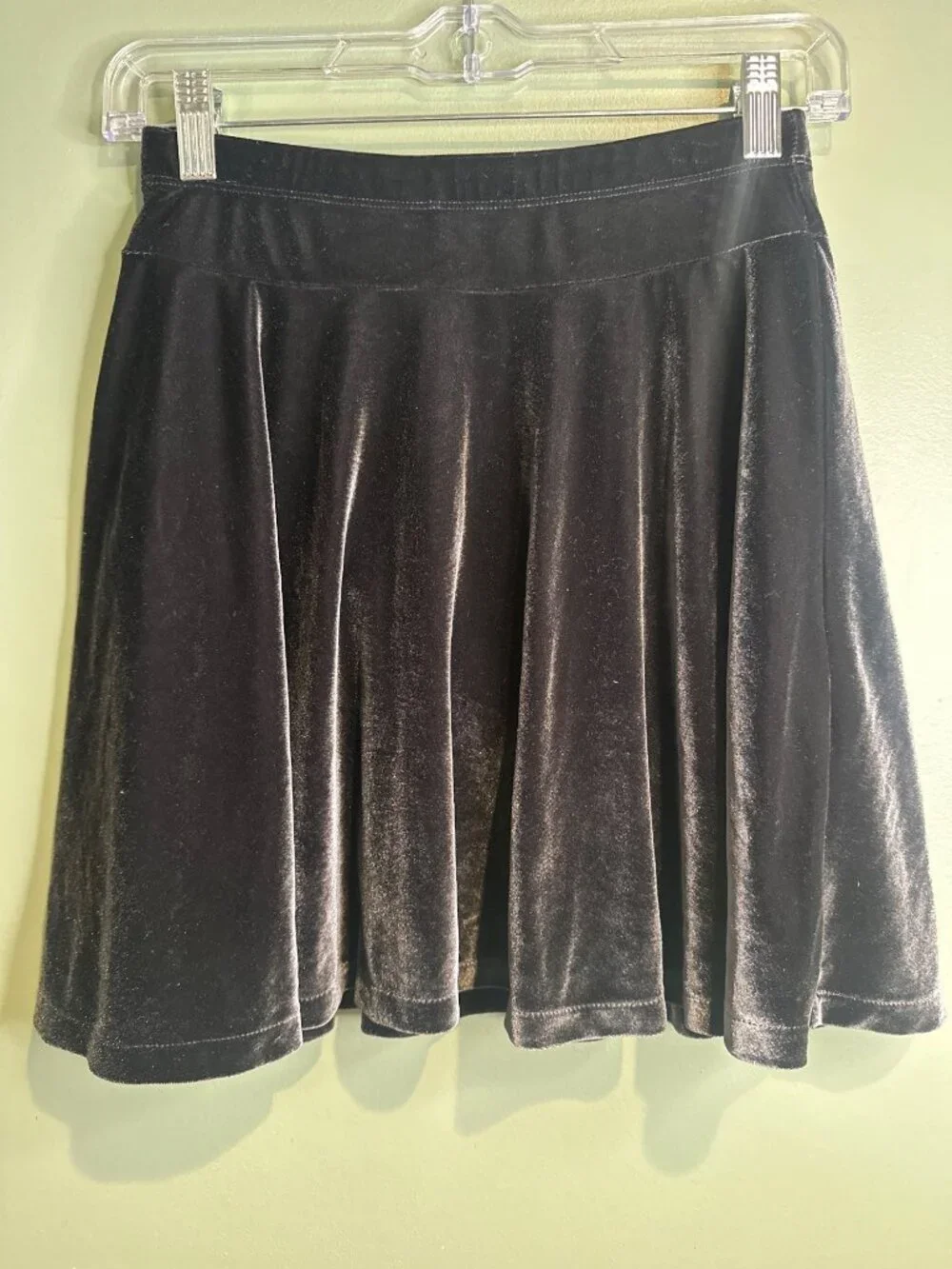 Black Lands' End Kids M Velvet Skater Skirt Stretch Pull On Back to School